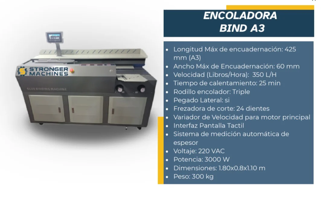 Encoladora BIND A3 — Encoladora de papel para encuadernación profesional. Kethal Business, Lima, Perú